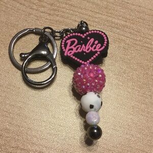 Barbie Pink Heart Keychain with Beads